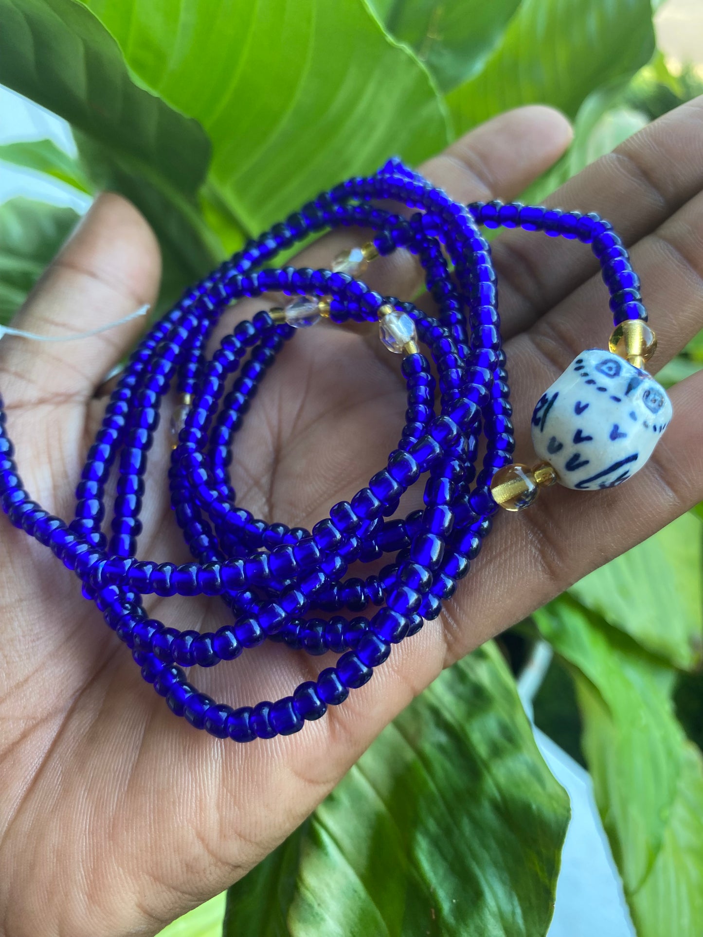 Wisdom Keeper – Royal Blue Waist Bead with Owl Accent