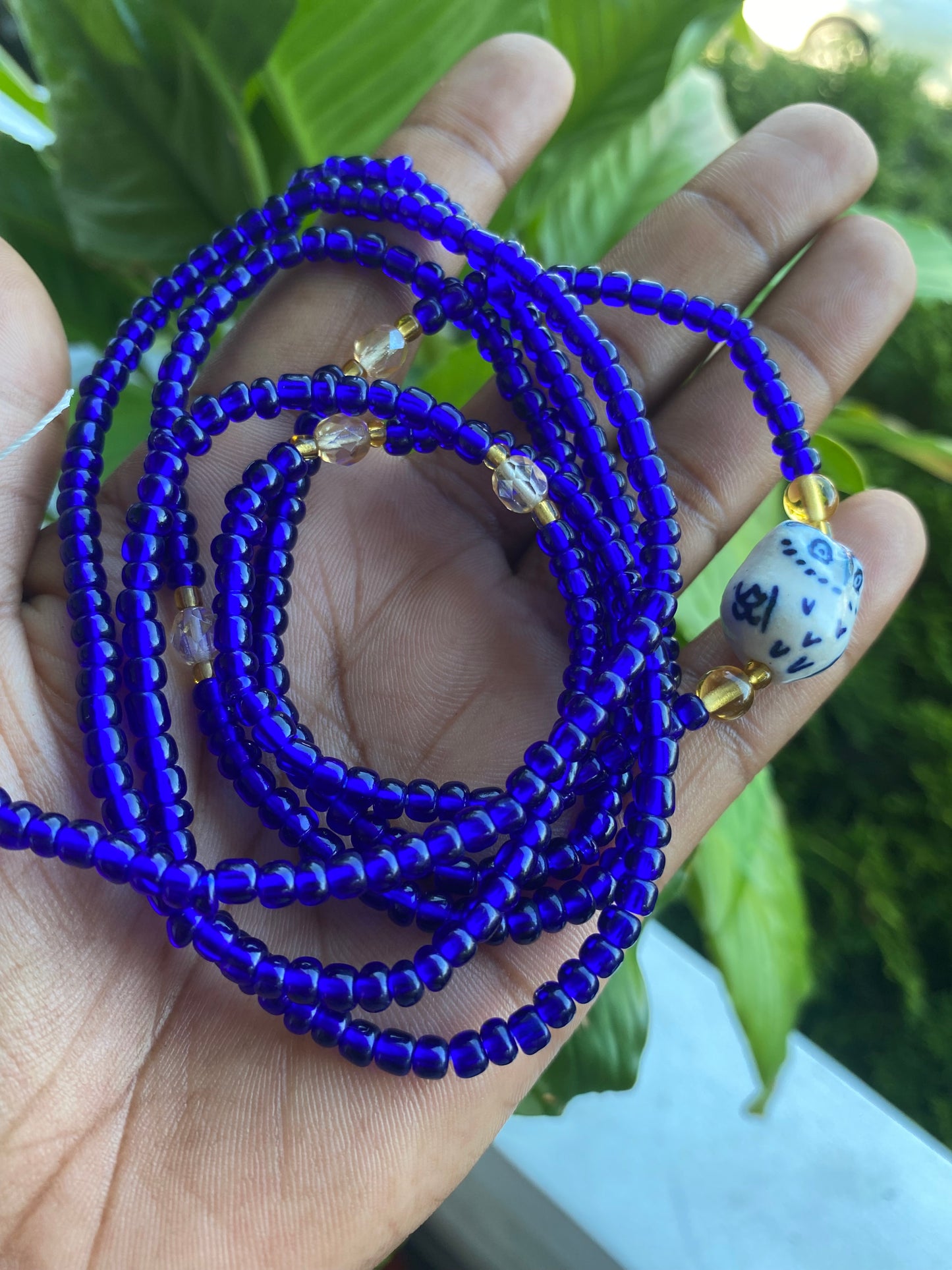 Wisdom Keeper – Royal Blue Waist Bead with Owl Accent