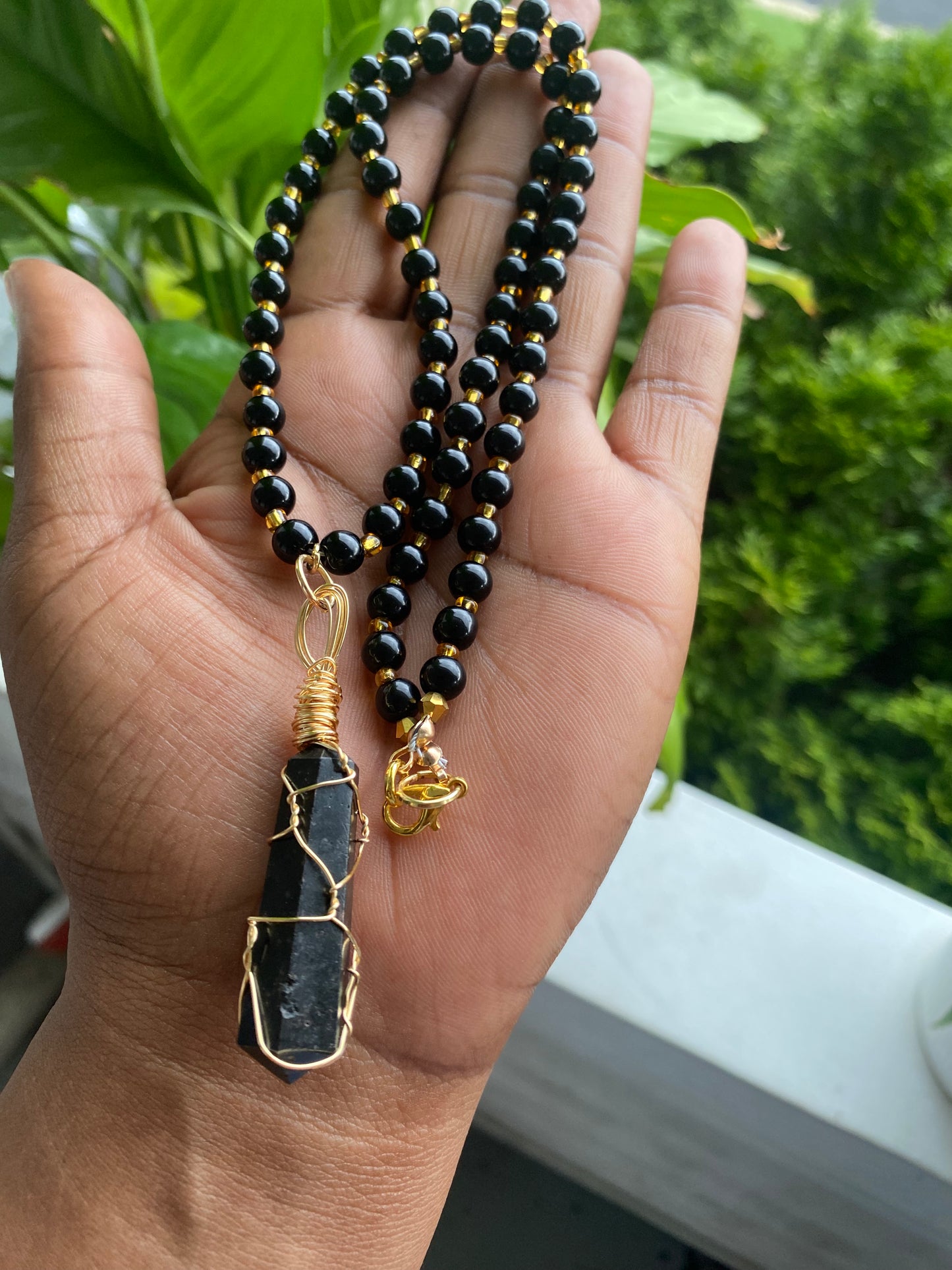 Energy Blocker – Black Tourmaline Necklace for Protection & Grounding