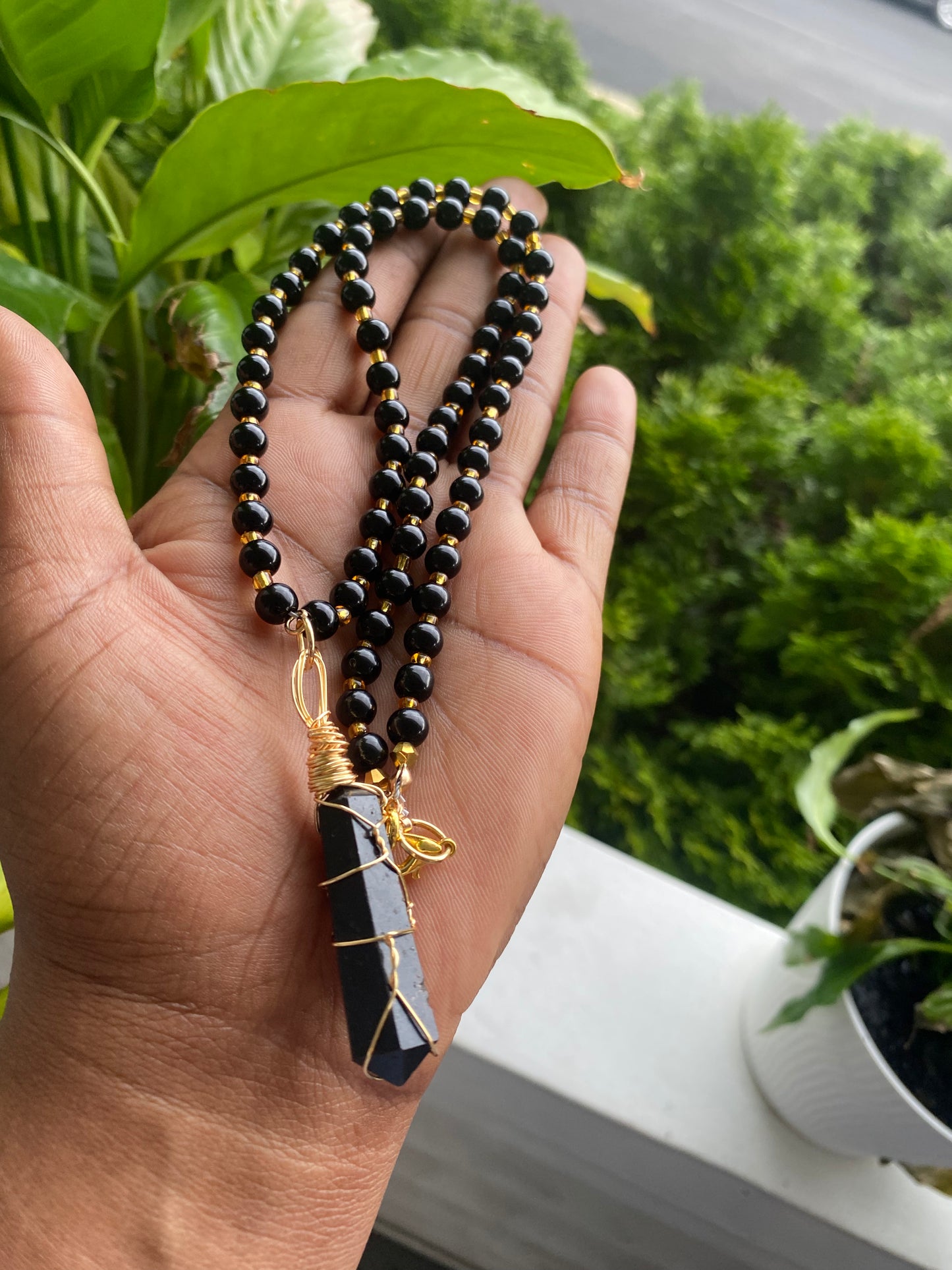 Energy Blocker – Black Tourmaline Necklace for Protection & Grounding