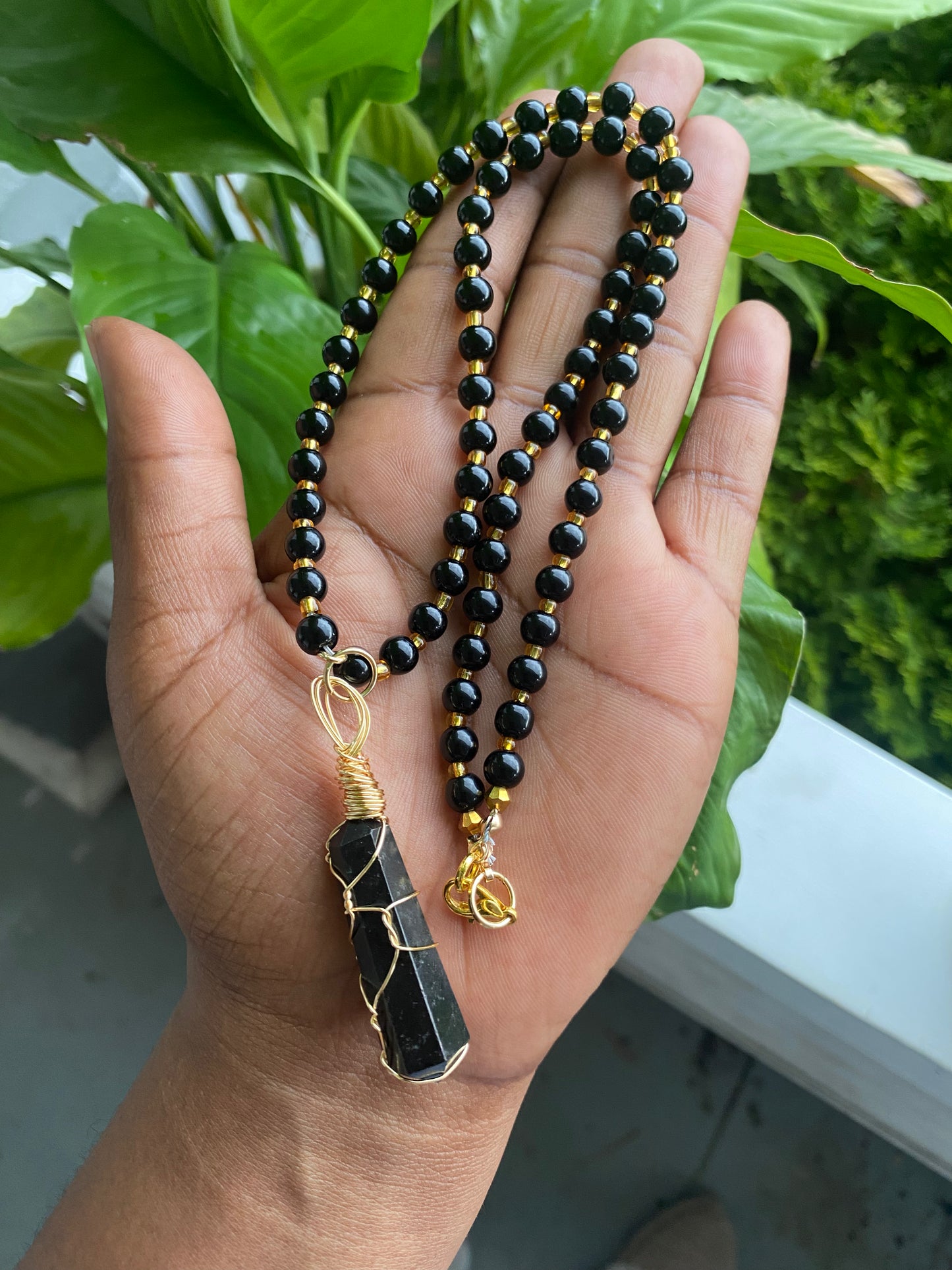 Energy Blocker – Black Tourmaline Necklace for Protection & Grounding