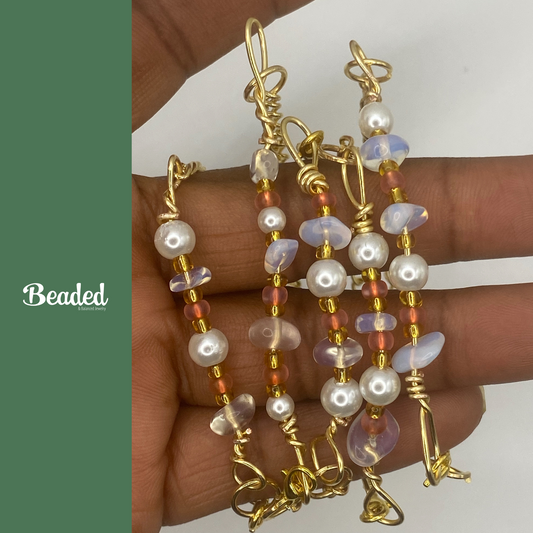 Opalite and Pearl Gold Bracelet