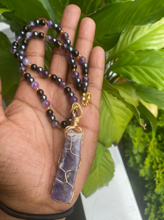 Triple Protection Amethyst Necklace – Grounded, Protected, Aligned