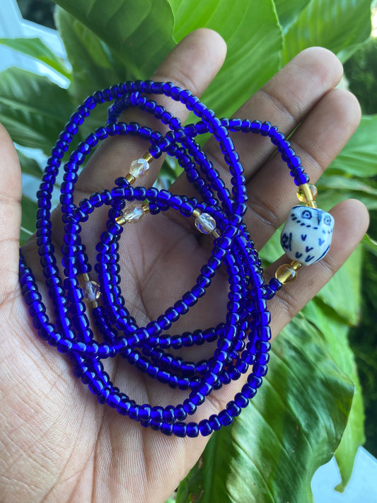 Wisdom Keeper – Royal Blue Waist Bead with Owl Accent