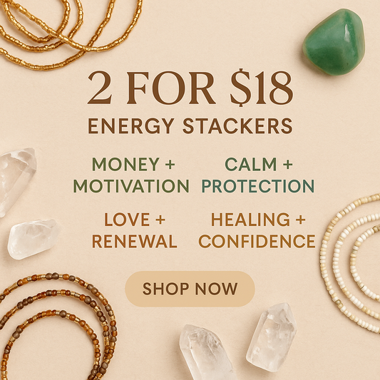 Intentional Combo Waist Beads - 2 for $18 Energy Stackers - Money Motivation Calm Protection Love Renewal Healing Confidence Handmade Crystal Beads